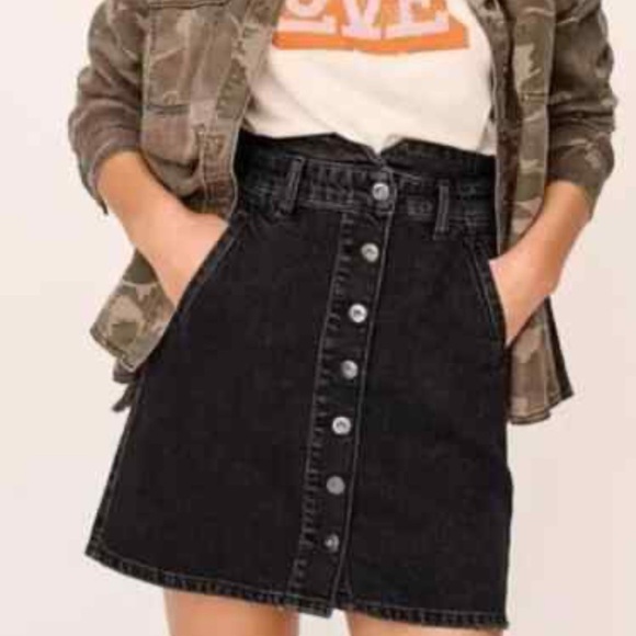Dresses & Skirts - Black Button-Front Black Denim Skirt